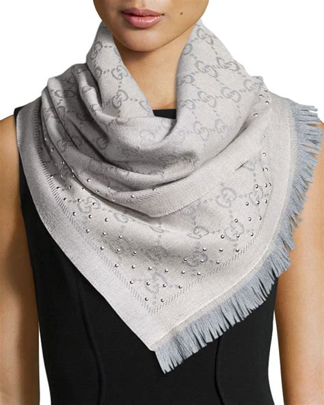 gucci grey jacquard scarf